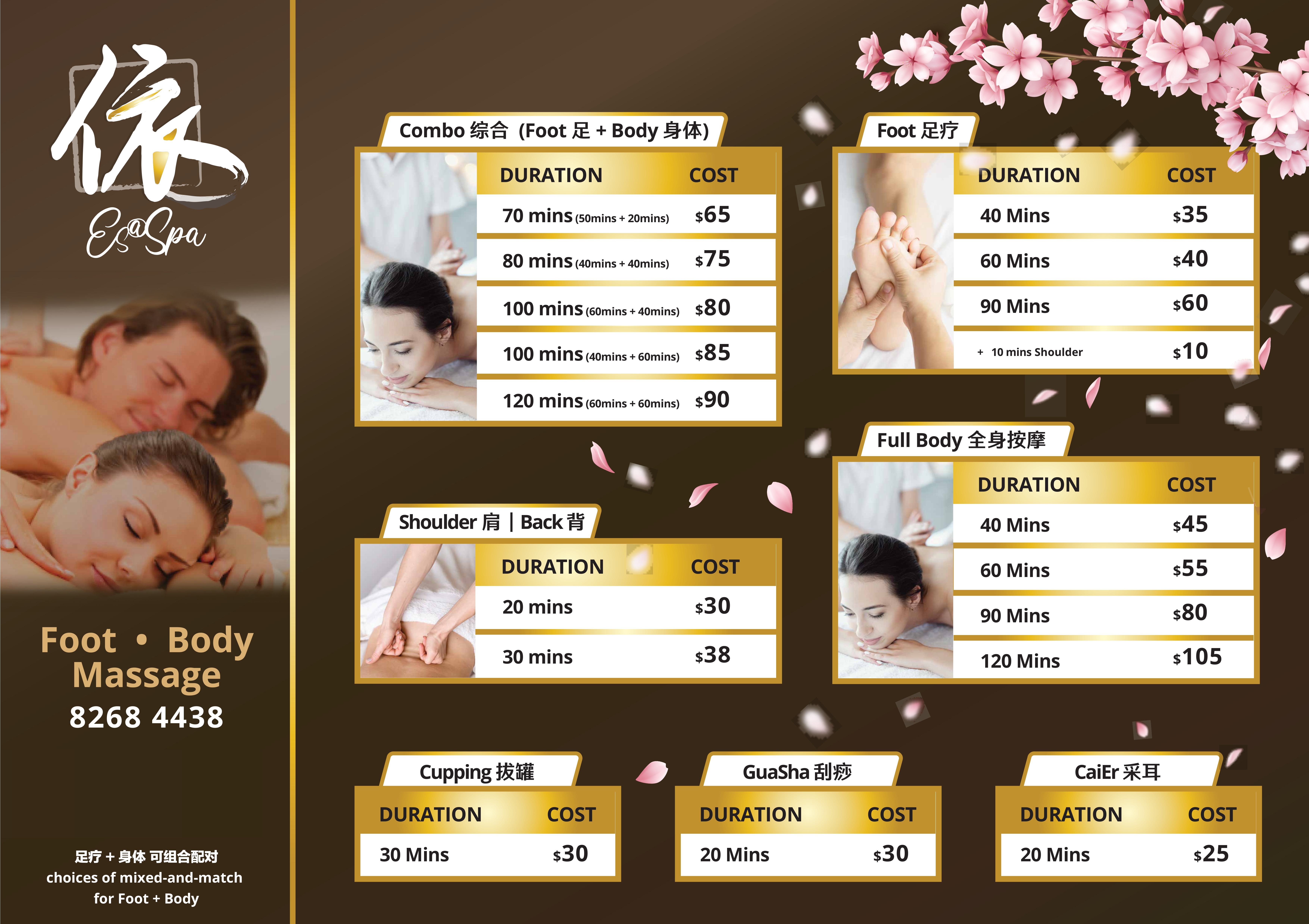 Es@Spa Treatment Menu & Prices